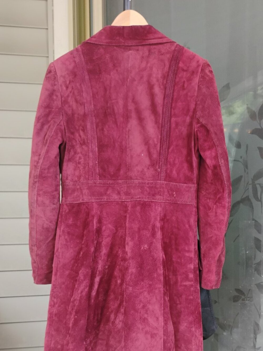 Marquis of London Women’s Vintage Suede Burgundy Long Jacket Size 6-8 - Picture 2 of 14
